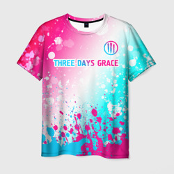 Мужская футболка 3D Three Days Grace neon gradient style: символ сверху