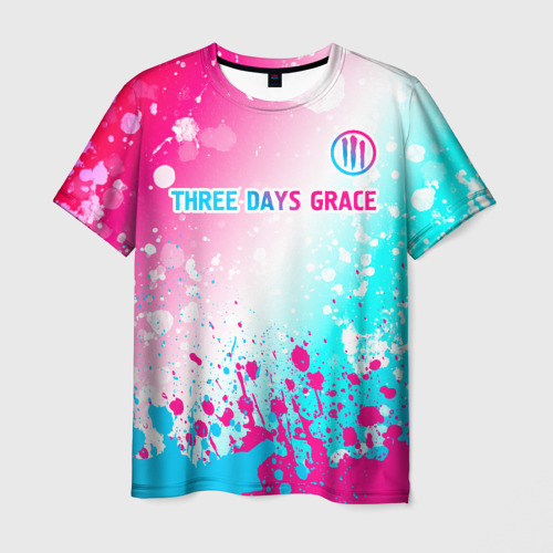 Мужская футболка 3D Three Days Grace neon gradient style: символ сверху, цвет 3D печать