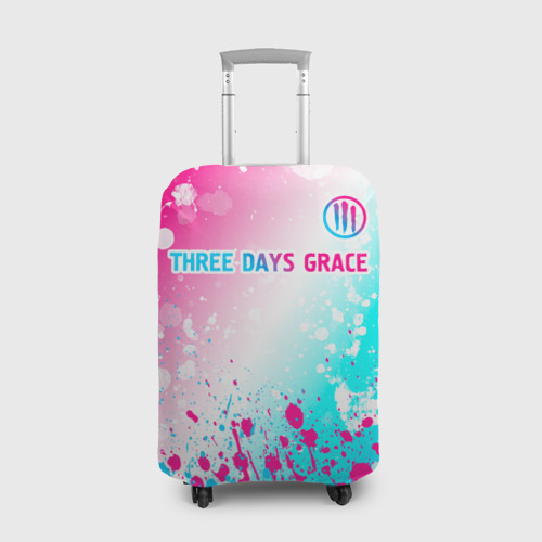 Чехол для чемодана 3D Three Days Grace neon gradient style: символ сверху, цвет 3D печать