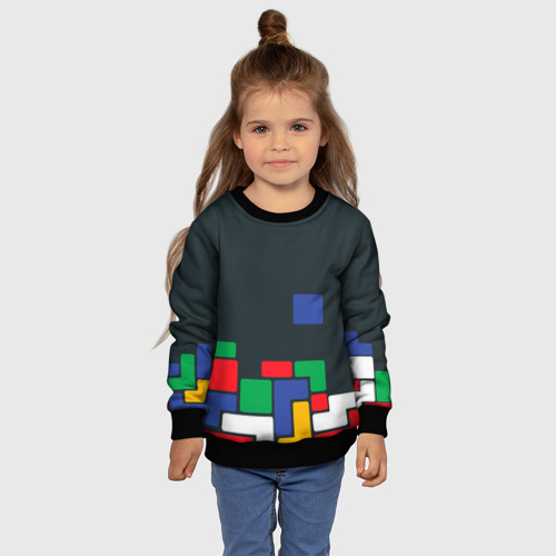 Детский свитшот 3D с принтом Падающий блок тетрис, фото #4
