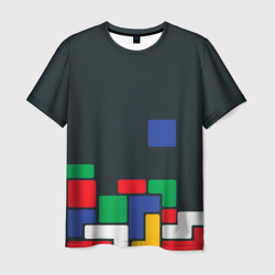 Мужская футболка 3D Падающий блок Тетрис