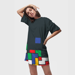Платье-футболка 3D Падающий блок Тетрис - фото 2