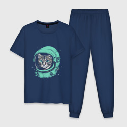 Мужская пижама хлопок Котик астронавт