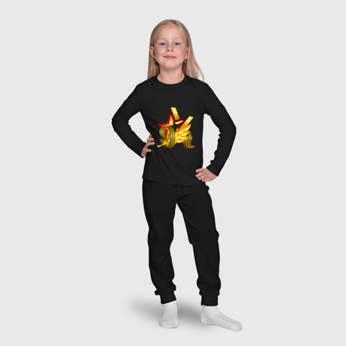 Детская пижама с лонгсливом хлопок Звезда и Георгиевская лента, цвет черный - фото 7