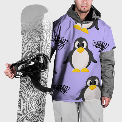 Накидка на куртку 3D Пингвин и веточка, цвет 3D печать