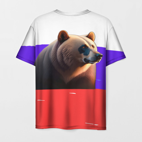 Мужская футболка 3D Медведь на флаге России, цвет 3D печать - фото 2