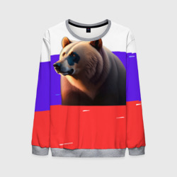 Мужской свитшот 3D Медведь на флаге России