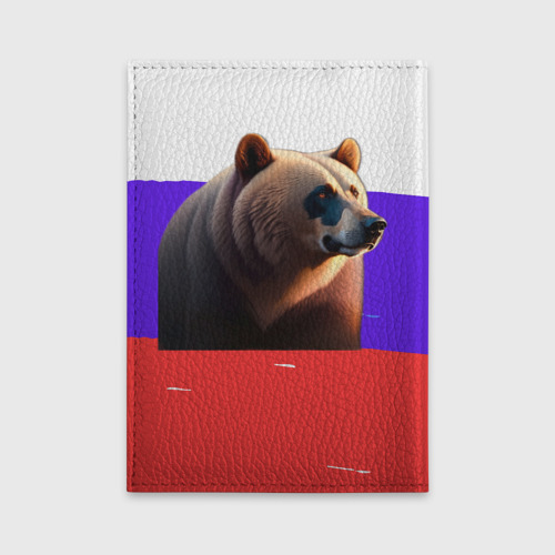 Обложка для автодокументов Медведь на флаге России, цвет черный - фото 2