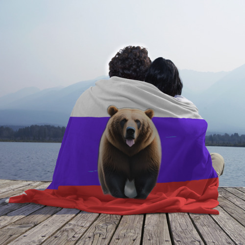 Плед 3D Медведь на флаге, цвет 3D (велсофт) - фото 3