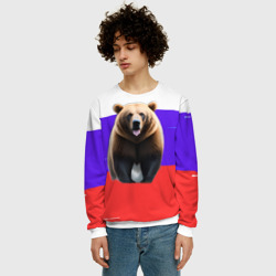Мужской свитшот 3D Медведь на флаге - фото 2