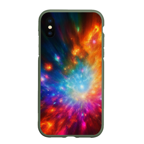 Чехол для iPhone XS Max матовый Космическая многомерность, цвет темно-зеленый