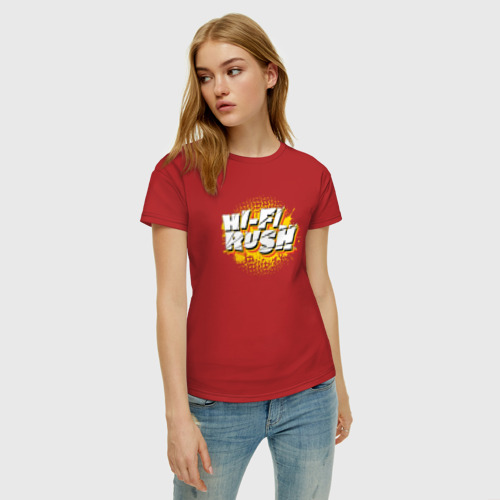 Женская футболка хлопок с принтом Hi-Fi Rush, фото на моделе #1