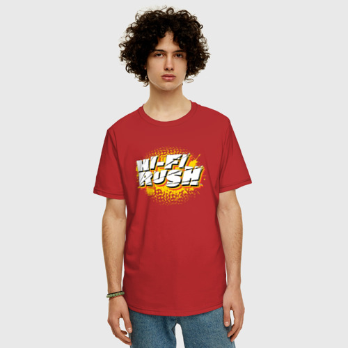 Мужская футболка хлопок Oversize с принтом Hi-Fi Rush, фото на моделе #1