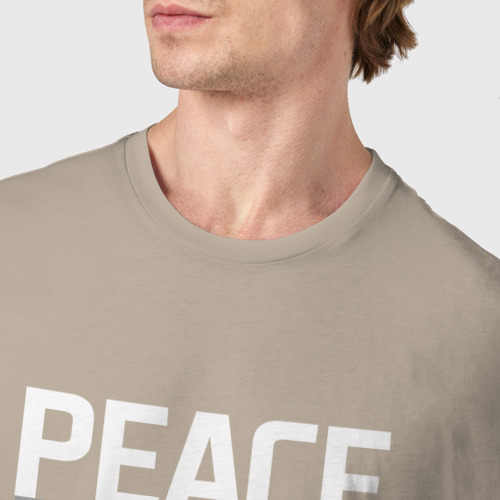 Мужская футболка хлопок Peace, friendship, chewing gum, цвет миндальный - фото 6