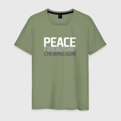 Peace, friendship, chewing gum – Мужская футболка хлопок с принтом купить со скидкой в -20%