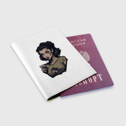 Обложка для паспорта матовая кожа Девушка с телефоном - фото 2