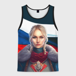 Мужская майка 3D Славянская девушка - флаг России