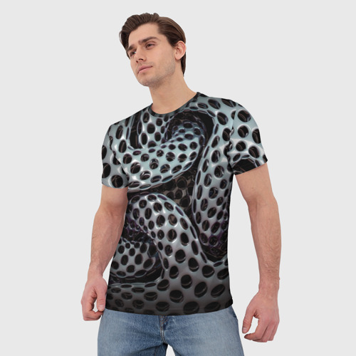 Мужская футболка 3D Металлический Спрут, цвет 3D печать - фото 3