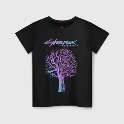 Светящаяся детская футболка Дерево - Киберпанк 2077