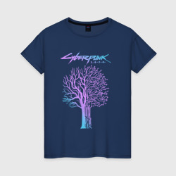 Светящаяся женская футболка Дерево - Киберпанк 2077