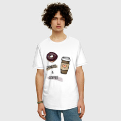 Мужская футболка хлопок Oversize Donuts & Coffee - фото 2