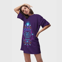 Платье-футболка 3D Знак Зодиака Близнецы с орнаментом - фото 2