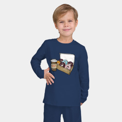 Детская пижама с лонгсливом хлопок Кофе и пончики - фото 2