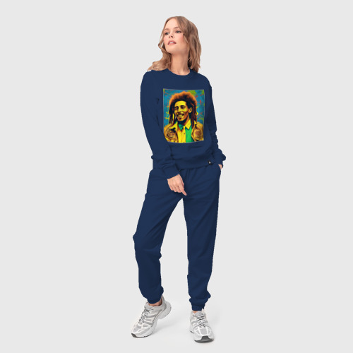 Женский костюм хлопок Счастливый Боб Марли Арт, цвет темно-синий - фото 3