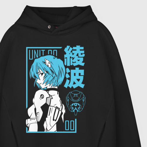 Мужское светящееся худи Rei Ayanami 00, цвет черный - фото 9