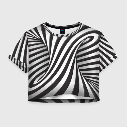 Женская футболка Crop-top 3D Полосатая зебра, цвет 3D печать
