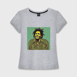 Женская футболка хлопок Slim Боб Марли 2D граффити эффект