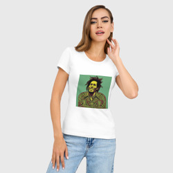 Женская футболка хлопок Slim Боб Марли 2D граффити эффект - фото 2