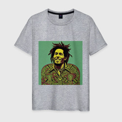 Боб Марли 2D граффити эффект – Мужская футболка хлопок с принтом купить со скидкой в -20%