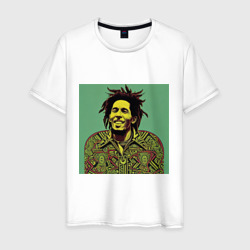 Боб Марли 2D граффити эффект – Мужская футболка хлопок с принтом купить со скидкой в -20%