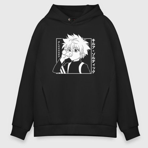 Мужское светящееся худи Killua Zoldyck manga style, цвет черный