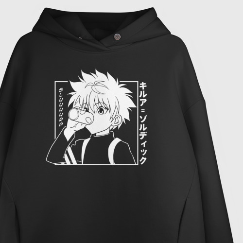 Женское светящееся худи Killua Zoldyck manga style, цвет черный - фото 9