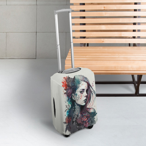 Чехол для чемодана 3D Девушка с цветами в волосах - Хуф и Ся - дополнение, цвет 3D печать - фото 3