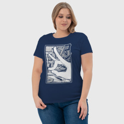 Светящаяся футболка с принтом Fox Devil Kon для любого человека, вид спереди №4. Цвет основы: темно-синий