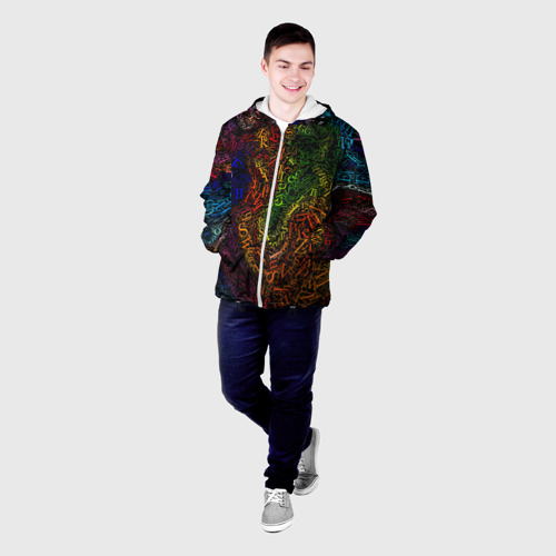 Мужская куртка 3D с принтом Разноцветные английские буквы, фото на моделе #1