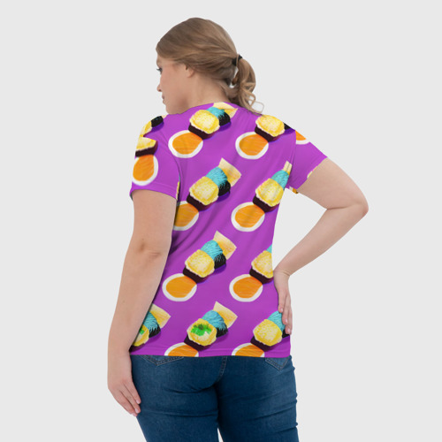 Женская футболка 3D с принтом Паттерн Суши, вид сзади #2