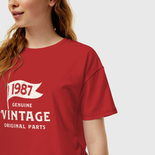 Женская футболка хлопок Oversize с принтом 1987 подлинный винтаж - оригинальные детали, фото на моделе #1