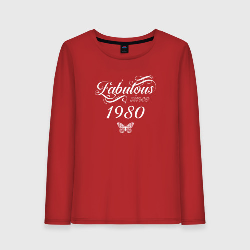 Женский лонгслив хлопок Fabulous since 1980, цвет красный