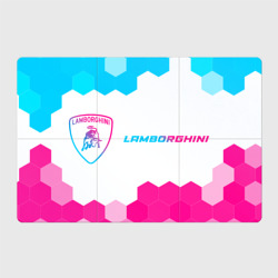 Магнитный плакат 3Х2 Lamborghini neon gradient style: надпись и символ