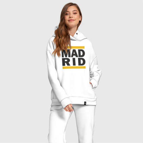 Женский костюм хлопок Oversize с принтом Run Real Madrid, фото на моделе #1