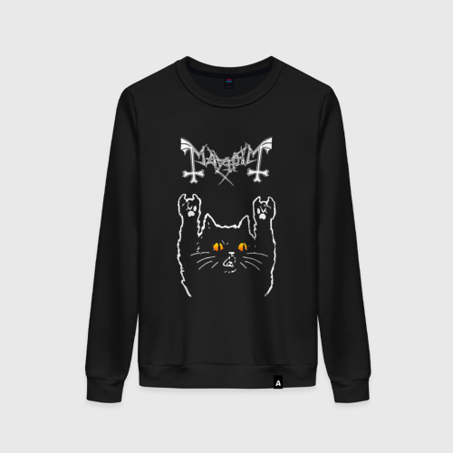 Женский свитшот хлопок Mayhem rock cat, цвет черный
