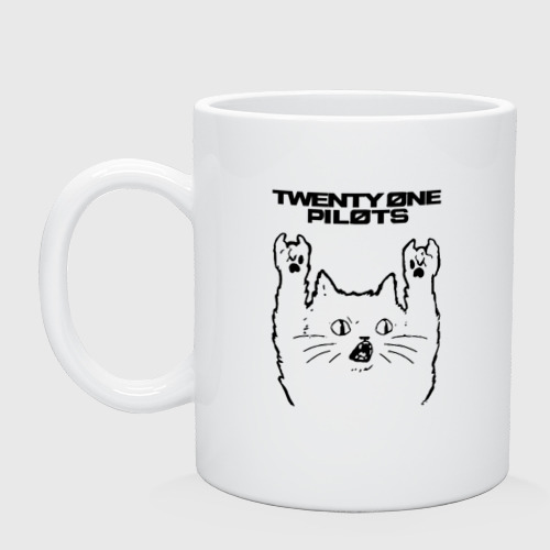 Кружка керамическая с принтом Twenty One Pilots - rock cat, вид спереди #2