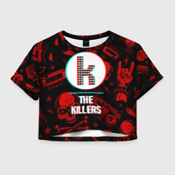 Женская футболка Crop-top 3D The Killers rock glitch