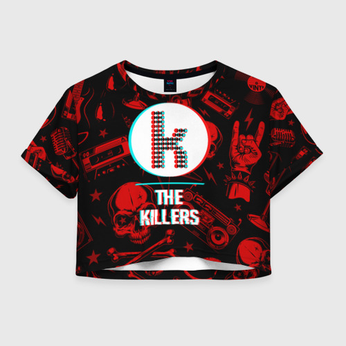 Женская футболка Crop-top 3D The Killers rock glitch, цвет 3D печать