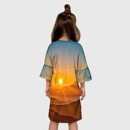 Детское платье 3D с принтом Священная Фудзи, вид сзади #2