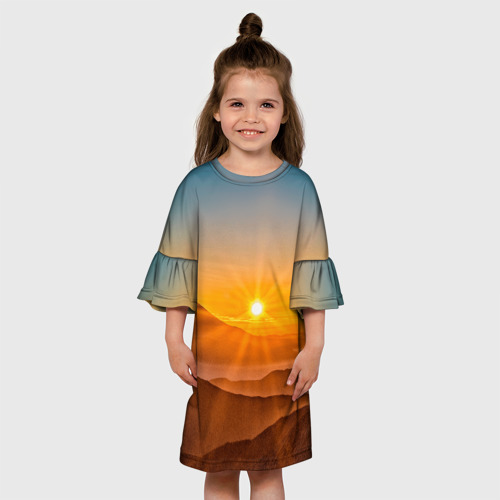 Детское платье 3D с принтом Священная Фудзи, вид сбоку #3